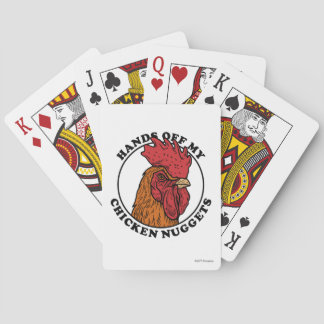 Handen van mijn kipnuggets pokerkaarten