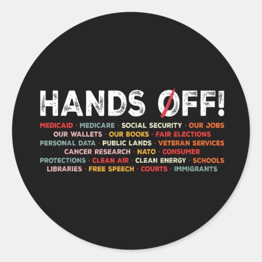Handen van protest ronde sticker (Voorkant)