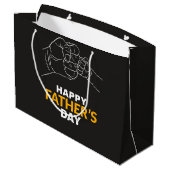 Handen van vader en kind groot cadeauzakje (Achterkant Gekanteld)
