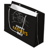 Handen van vader en kind groot cadeauzakje (Voorkant Gekanteld)
