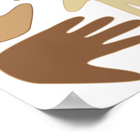 Handen van verschillende etniciteiten poster (Hoek)