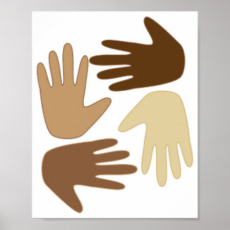 Handen van verschillende etniciteiten poster