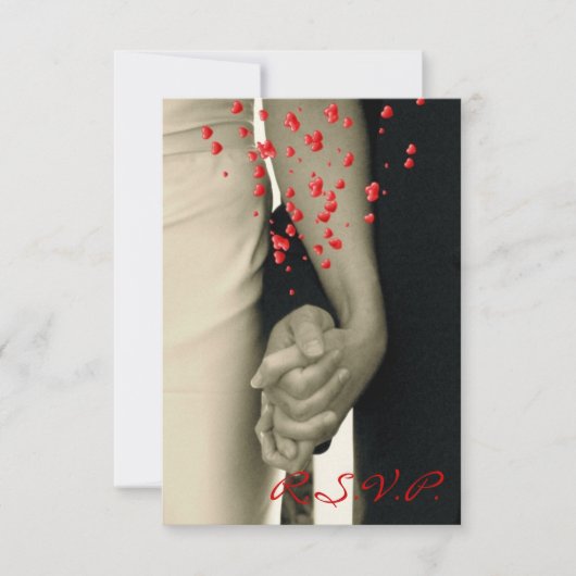 handen vasthouden Balack White bruiloft RSVP respo (Voorkant)