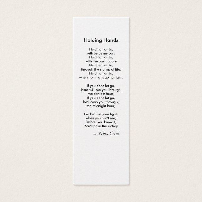 handen vasthouden, mini visitekaartjes (Voorkant)