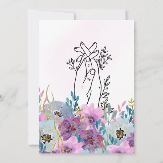 *~* Handen vasthouden Roze Bloemen Glitter Huwelij Kaart (Achterkant)