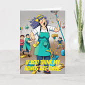 Handen Volledige Vrouw Janitor Custodian Verjaarda Kaart (Voorkant)