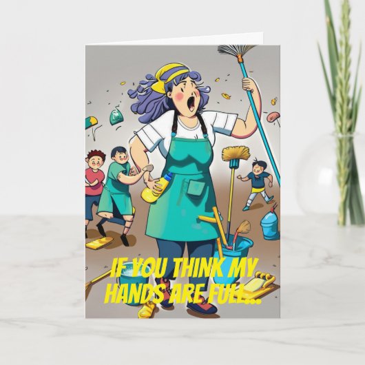 Handen Volledige Vrouw Janitor Custodian Verjaarda Kaart (Voorkant)