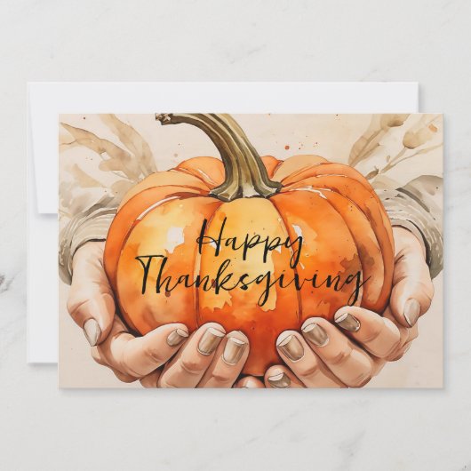 Handen voorzichtig een pompoen Thanksgiving Feestdagenkaart (Voorkant)