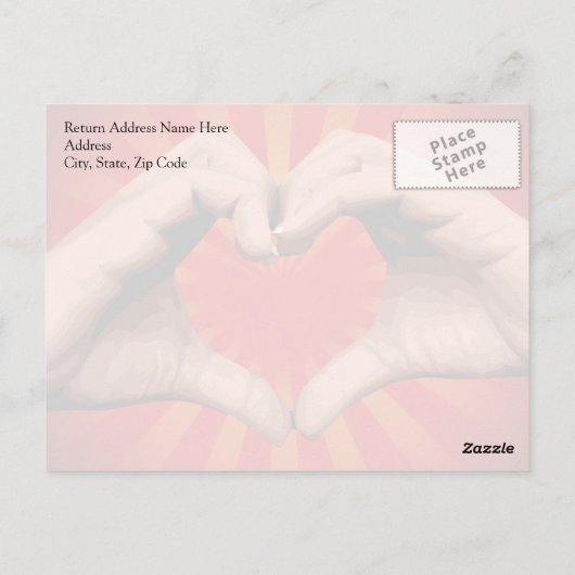 Handen Vorm Hart Briefkaart (Achterkant)