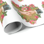 Handen w Bloemen,  Victoriaans Valentijnsdag Cadeaupapier (Rol Hoek)