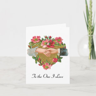 Handen w Bloemen, Victoriaans Valentijnsdag Feestdagen Kaart