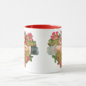 Handen w Bloemen,  Victoriaans Valentijnsdag Mok (Midden)