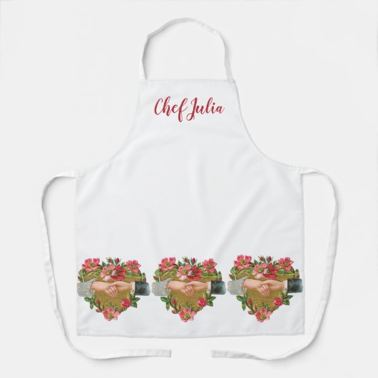 Handen w Bloemen, Victoriaans Valentijnsdag Schort (Voorkant)