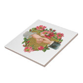 Handen w Bloemen,  Victoriaans Valentijnsdag Tegeltje (Zijkant)