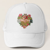 Handen w Bloemen,  Victoriaans Valentijnsdag Trucker Pet (Voorkant)