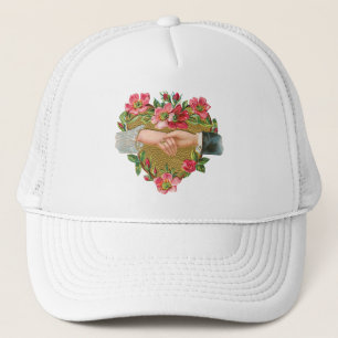 Handen w Bloemen,  Victoriaans Valentijnsdag Trucker Pet