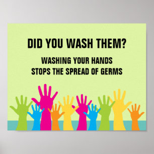 Handen wassen, stop het verspreiden van kiemen Kle Poster