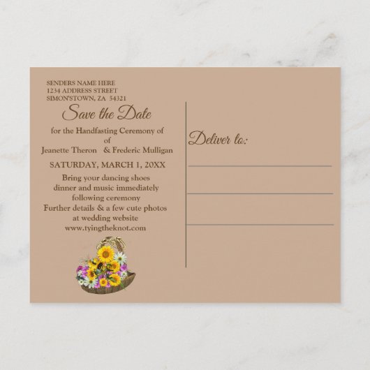 Handfasting Ceremonie Save the Date Aankondigingskaart (Achterkant)