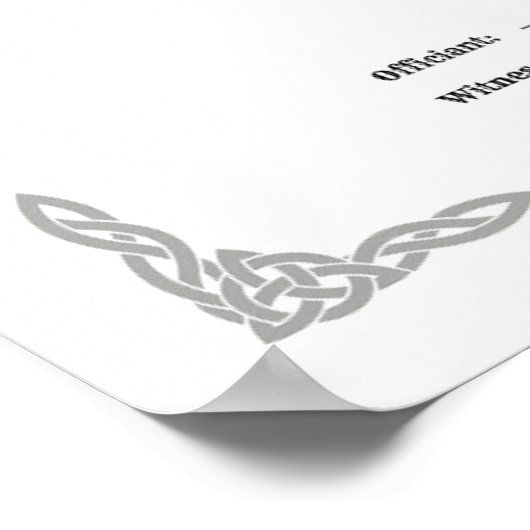 HANDFASTING CERTIFICAAT 16X20 CELTIC WICCA WIT POSTER (Hoek)