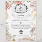 HANDFASTING CERTIFICAAT  21,59 x 27,94 cm FLORALE  (Voorkant)