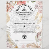 HANDFASTING CERTIFICAAT  21,59 x 27,94 cm FLORALE  (Voorkant)