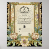 HANDFASTING CERTIFICAAT BLOEMEN CELTISCHE WICCA PA POSTER (Voorkant)