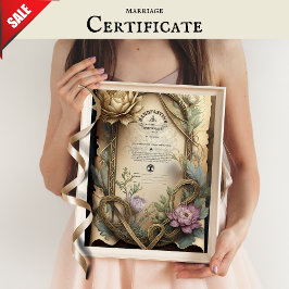 HANDFASTING CERTIFICAAT FLORAL CELTIC WICCA PAGAN POSTER