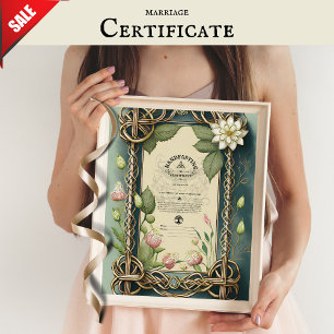 HANDFASTING CERTIFICAAT GROEN CELTISCH WICCA PAGAN POSTER