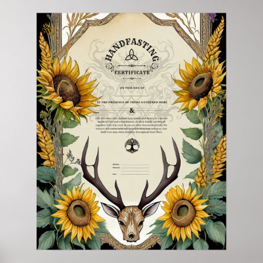 HANDFASTING CERTIFICAAT  HERTOGSHOORN PAGANISCHE B POSTER (Voorkant)