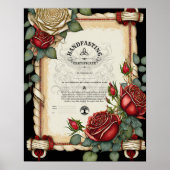 HANDFASTING CERTIFICAAT TARTAN ROZEN ROOD GROEN POSTER (Voorkant)
