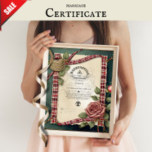 HANDFASTING CERTIFICAAT TARTAN ROZEN ROOD GROEN