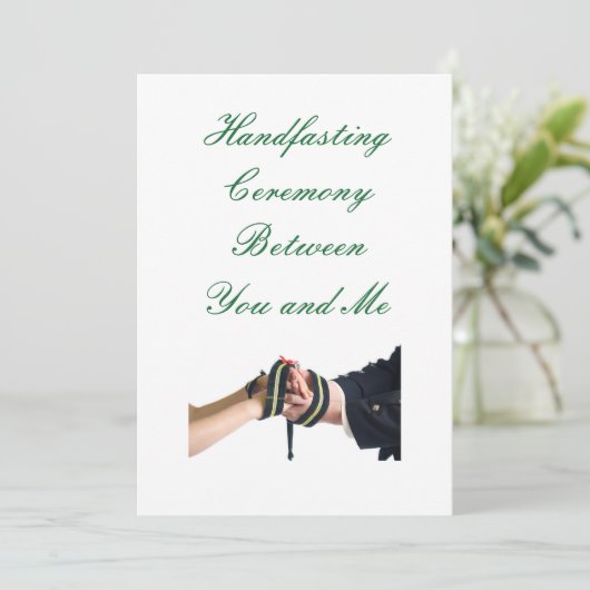 Handfasting groene uitnodiging (Staand voorkant)