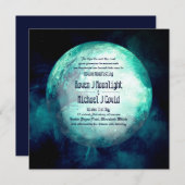 Handfasting nodigt Pagan Wiccan Blauwgroen Moon Go (Voorkant / Achterkant)