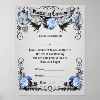 Handfasting Poster - Fantasy Ravens Blue