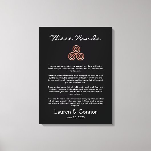 Handfasting Spiral Celtic Knot Irish Wedding Vows Canvas Afdruk (Voorkant)