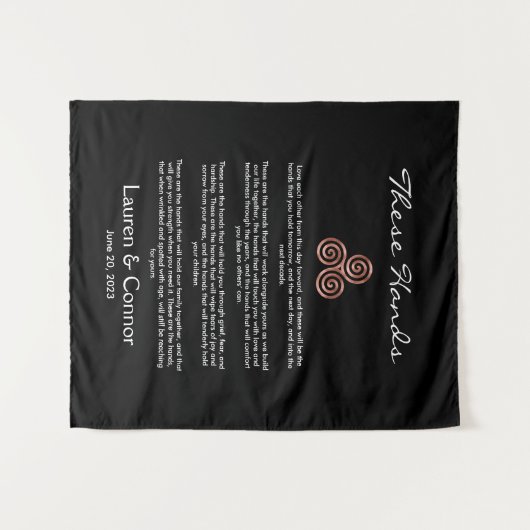 Handfasting Spiral Celtic Knot Irish Wedding Vows Wandkleed (Voorkant (horizontaal))