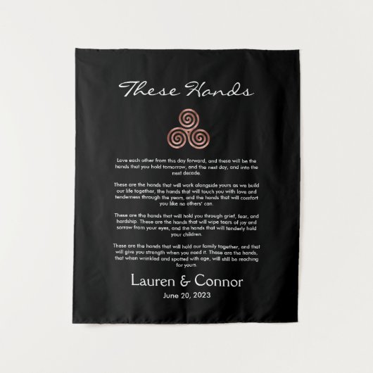 Handfasting Spiral Celtic Knot Irish Wedding Vows Wandkleed (Voorkant)