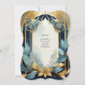 HANDFASTING UITNODIGINGEN BLAUWGROEN GOUD ETHERAL (Achterkant)