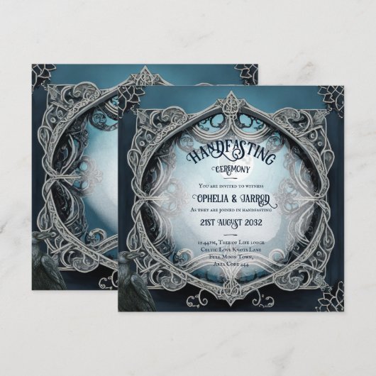 HANDFASTING UITNODIGINGEN DRUID CELTIC WICCA MOON (Voorkant / Achterkant)