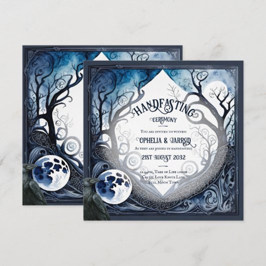 HANDFASTING UITNODIGINGEN DRUID CELTIC WICCA MOON (Voorkant / Achterkant)