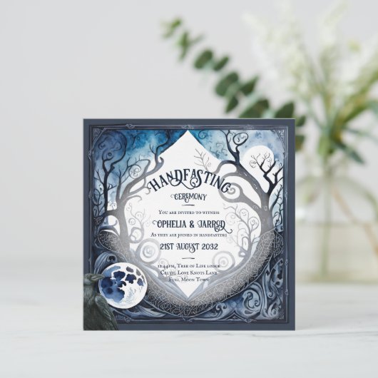 HANDFASTING UITNODIGINGEN DRUID CELTIC WICCA MOON (Staand voorkant)