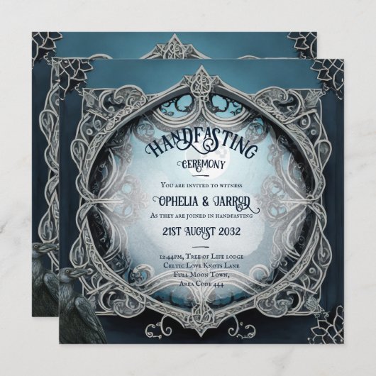 HANDFASTING UITNODIGINGEN DRUID CELTISCH WICCA MAA (Voorkant / Achterkant)