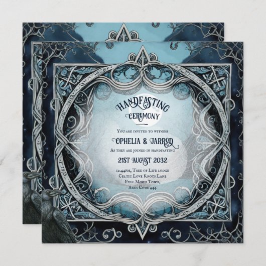 HANDFASTING UITNODIGINGEN DRUID CELTISCH WICCA MAA (Voorkant / Achterkant)