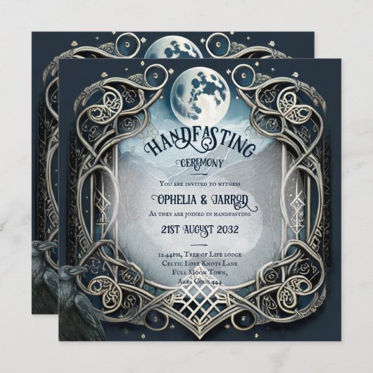 HANDFASTING UITNODIGINGEN DRUID CELTISCHE WICCA MA (Voorkant / Achterkant)