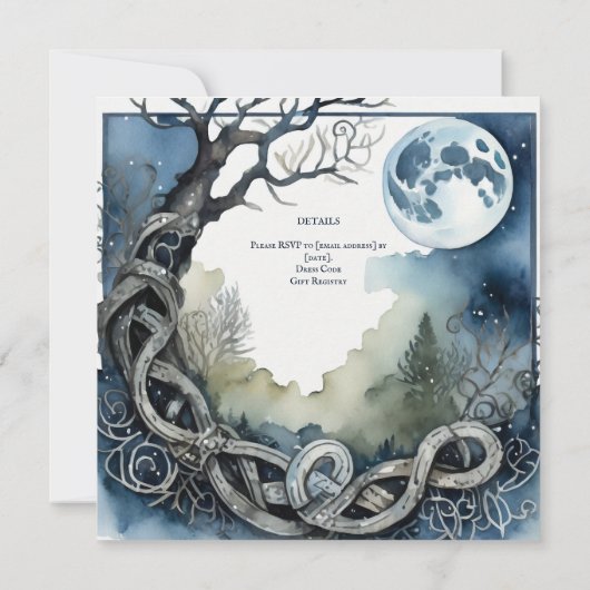 HANDFASTING UITNODIGINGEN GOTHIC FULLMOON CELTIC (Achterkant)