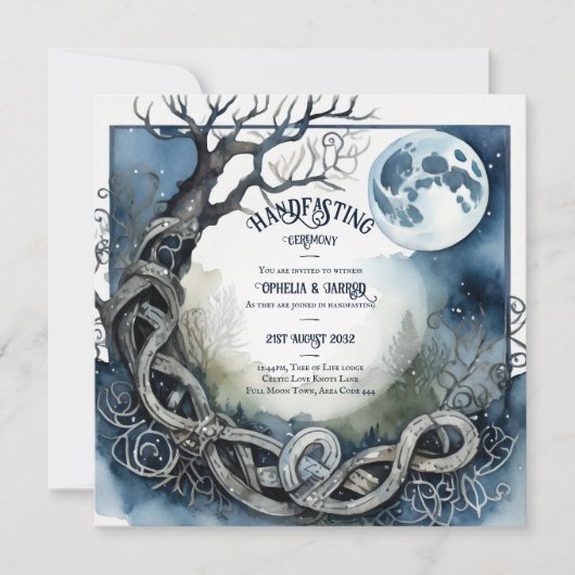 HANDFASTING UITNODIGINGEN GOTHIC FULLMOON CELTIC (Voorkant)