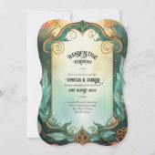 HANDFASTING UITNODIGINGEN GROEN GOUD ETHERAL (Voorkant)