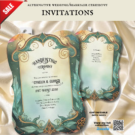 HANDFASTING UITNODIGINGEN GROEN GOUD ETHERAL