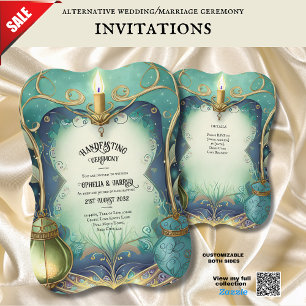 HANDFASTING UITNODIGINGEN GROEN GOUD ETHERAL