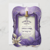 HANDFASTING UITNODIGINGEN PAARSE GOUDEN ETHERAL (Voorkant)